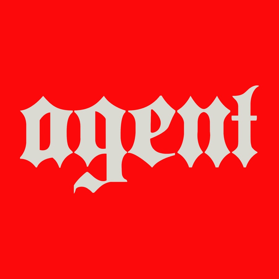Ivory Agent wordmark on red profile tile
